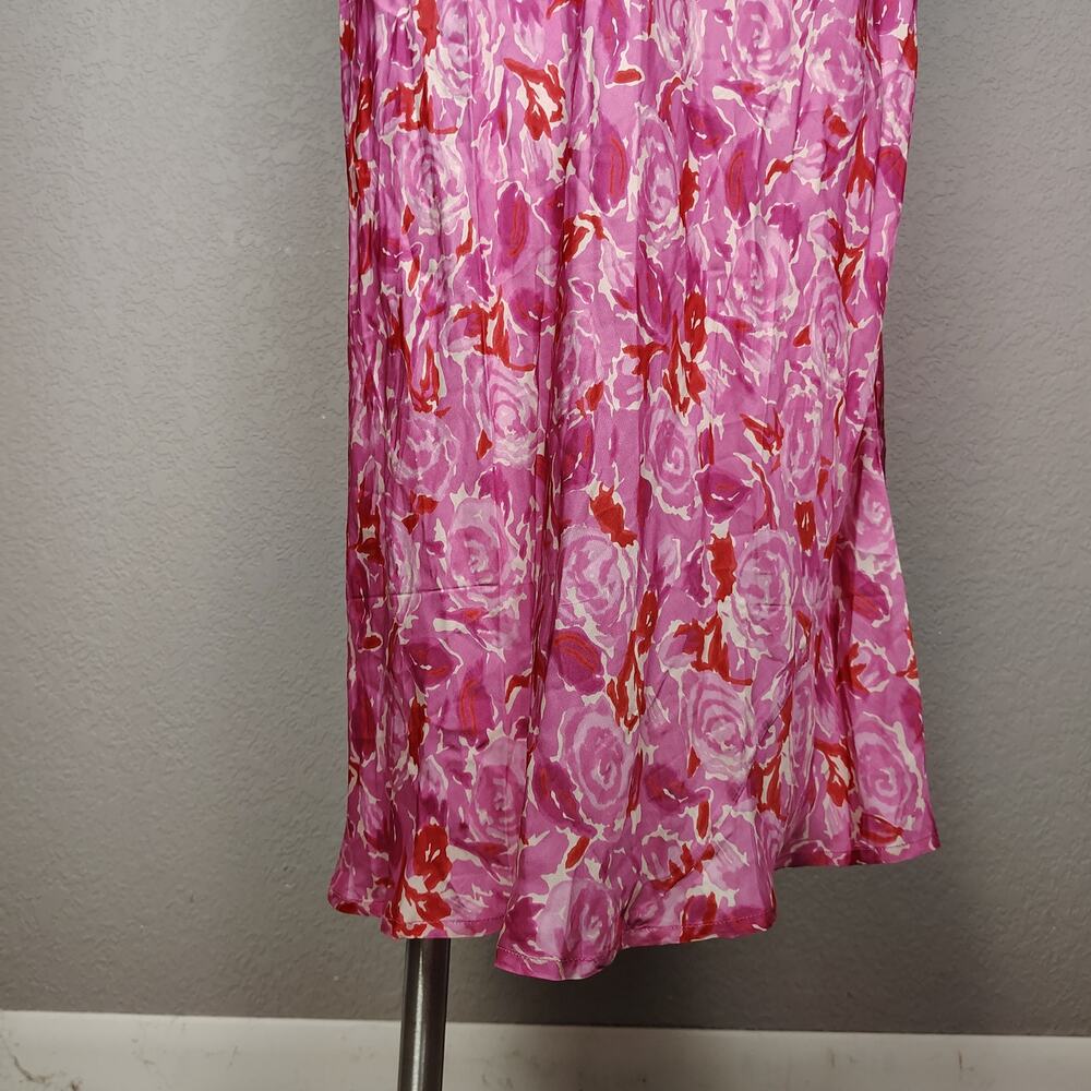 SPELL Islamorada Bias Strappy Floral Rose Cowl Neck Pink Slip Maxi Dress Large - Picture 13 of 16